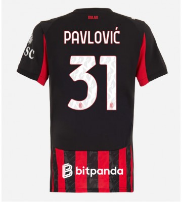 AC Milan Strahinja Pavlovic #31 Hjemmebanetrøje Dame 2025-26 Kortærmet